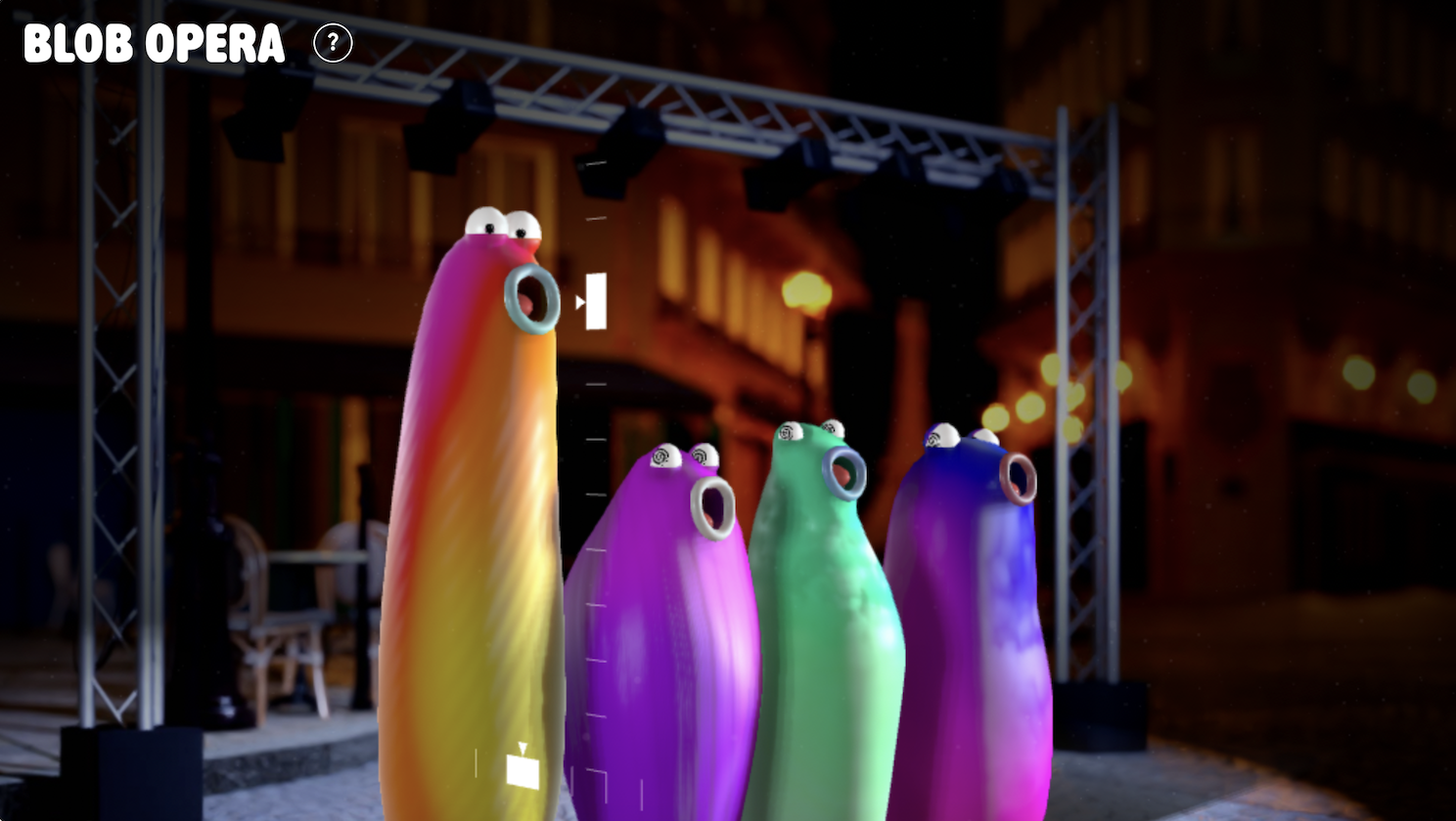 Blob Opera interface showing the four singing characters